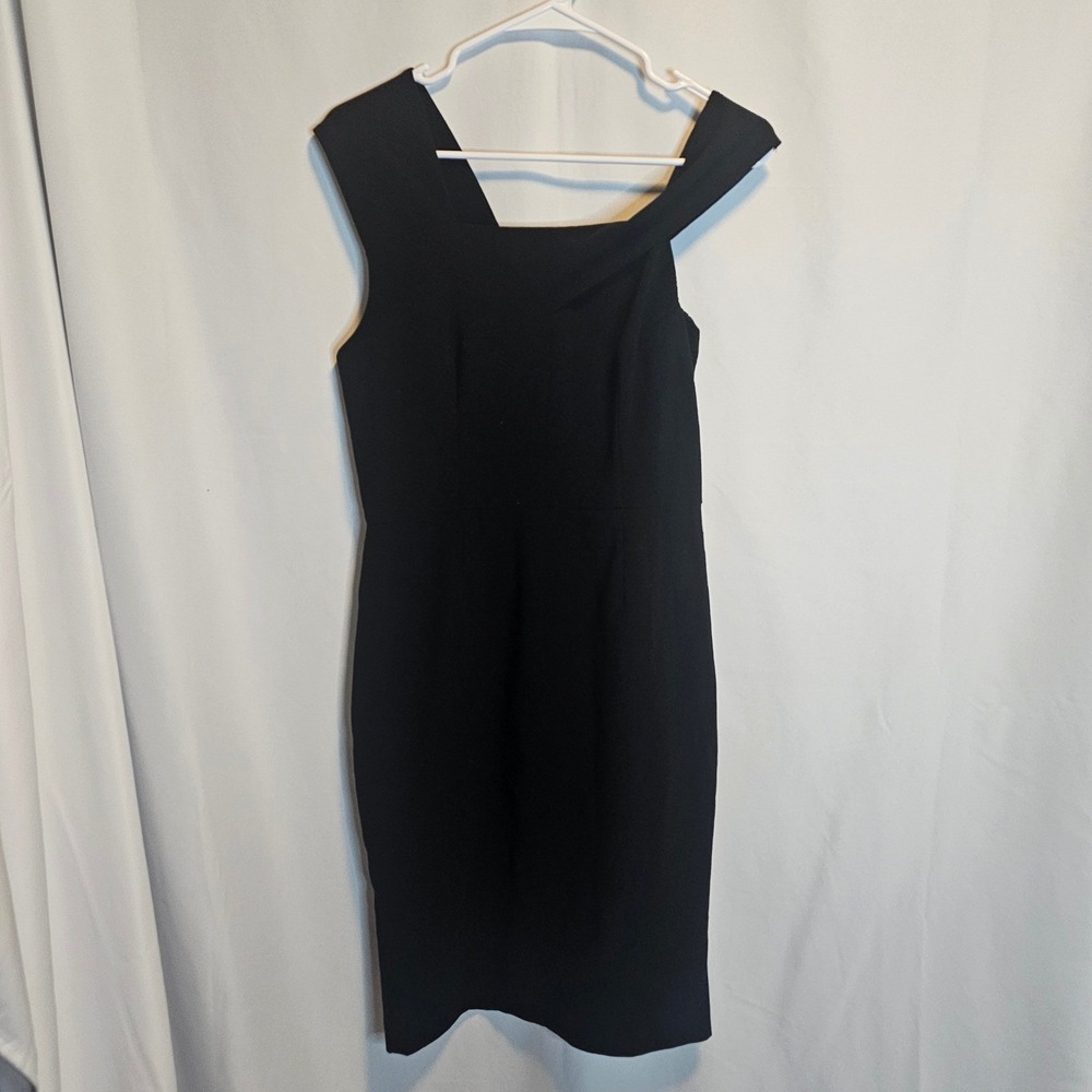 French‎ Connection Black Dress Womens Size 8 Asymmetrical Neckline Career